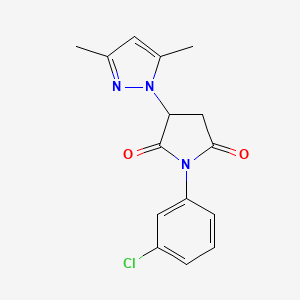 molecular formula C15H14ClN3O2 B5240446 1-(3-chlorophenyl)-3-(3,5-dimethylpyrazol-1-yl)pyrrolidine-2,5-dione 