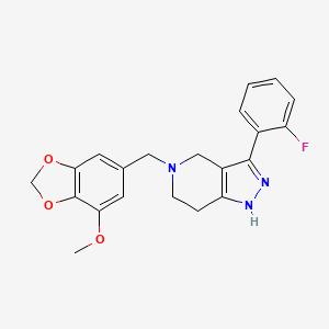 3-(2-Fluorophenyl)-5-[(7-methoxy-1,3-benzodioxol-5-yl)methyl]-1,4,6,7-tetrahydropyrazolo[4,3-c]pyridine