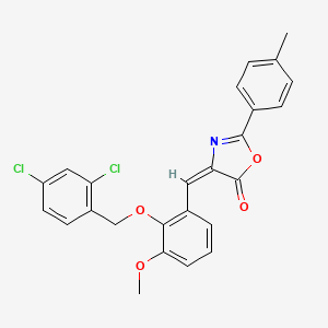 molecular formula C25H19Cl2NO4 B5240490 4-((E)-1-{2-[(2,4-DICHLOROBENZYL)OXY]-3-METHOXYPHENYL}METHYLIDENE)-2-(4-METHYLPHENYL)-1,3-OXAZOL-5(4H)-ONE 