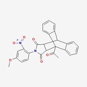 molecular formula C27H20N2O6 B5240493 1-Acetyl-17-(4-methoxy-2-nitrophenyl)-17-azapentacyclo[6.6.5.0~2,7~.0~9,14~.0~15,19~]nonadeca-2,4,6,9,11,13-hexaene-16,18-dione (non-preferred name) 