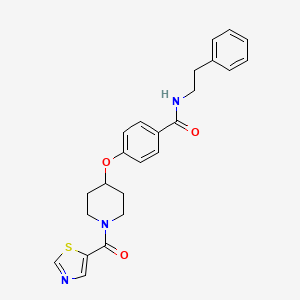 molecular formula C24H25N3O3S B5240535 N-(2-phenylethyl)-4-{[1-(1,3-thiazol-5-ylcarbonyl)-4-piperidinyl]oxy}benzamide 