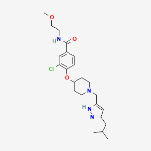 molecular formula C23H33ClN4O3 B5240662 3-chloro-4-({1-[(5-isobutyl-1H-pyrazol-3-yl)methyl]-4-piperidinyl}oxy)-N-(2-methoxyethyl)benzamide 