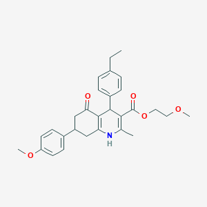 molecular formula C29H33NO5 B5240703 2-Methoxyethyl 4-(4-ethylphenyl)-7-(4-methoxyphenyl)-2-methyl-5-oxo-1,4,5,6,7,8-hexahydroquinoline-3-carboxylate 