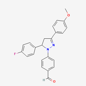 molecular formula C23H19FN2O2 B5240737 4-[5-(4-fluorophenyl)-3-(4-methoxyphenyl)-4,5-dihydro-1H-pyrazol-1-yl]benzaldehyde 