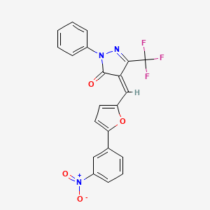 (4Z)-4-[[5-(3-nitrophenyl)furan-2-yl]methylidene]-2-phenyl-5-(trifluoromethyl)pyrazol-3-one