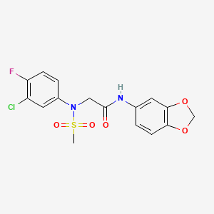 molecular formula C16H14ClFN2O5S B5240848 N~1~-1,3-benzodioxol-5-yl-N~2~-(3-chloro-4-fluorophenyl)-N~2~-(methylsulfonyl)glycinamide 