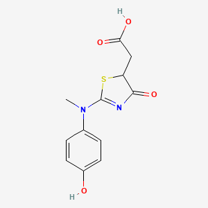 molecular formula C12H12N2O4S B5240877 {2-[(4-hydroxyphenyl)(methyl)amino]-4-oxo-4,5-dihydro-1,3-thiazol-5-yl}acetic acid 