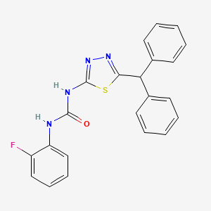 molecular formula C22H17FN4OS B5240882 1-[5-(Diphenylmethyl)-1,3,4-thiadiazol-2-yl]-3-(2-fluorophenyl)urea 