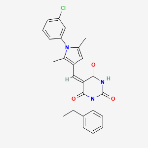 (5E)-5-[[1-(3-chlorophenyl)-2,5-dimethylpyrrol-3-yl]methylidene]-1-(2-ethylphenyl)-1,3-diazinane-2,4,6-trione