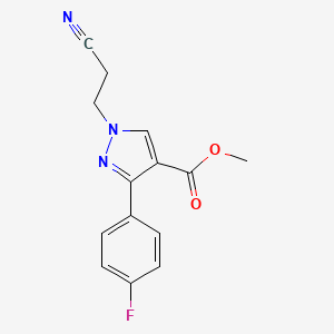 molecular formula C14H12FN3O2 B5240945 methyl 1-(2-cyanoethyl)-3-(4-fluorophenyl)-1H-pyrazole-4-carboxylate 