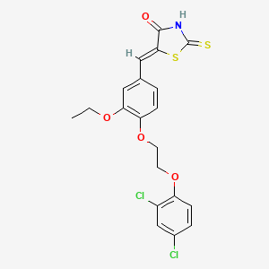 molecular formula C20H17Cl2NO4S2 B5241071 (5Z)-5-[[4-[2-(2,4-dichlorophenoxy)ethoxy]-3-ethoxyphenyl]methylidene]-2-sulfanylidene-1,3-thiazolidin-4-one 