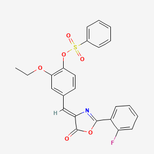 molecular formula C24H18FNO6S B5241101 2-ethoxy-4-{(Z)-[2-(2-fluorophenyl)-5-oxo-1,3-oxazol-4(5H)-ylidene]methyl}phenyl benzenesulfonate 