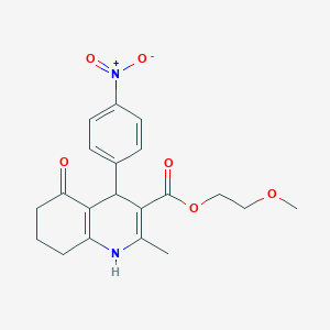 molecular formula C20H22N2O6 B5241136 2-Methoxyethyl 2-methyl-4-(4-nitrophenyl)-5-oxo-1,4,5,6,7,8-hexahydroquinoline-3-carboxylate 