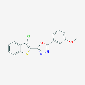 molecular formula C17H11ClN2O2S B524119 2-(3-Chloro-1-benzothiophen-2-yl)-5-(3-methoxyphenyl)-1,3,4-oxadiazole 