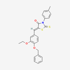 (5Z)-5-[(3-ethoxy-4-phenylmethoxyphenyl)methylidene]-3-(4-methylphenyl)-2-sulfanylidene-1,3-thiazolidin-4-one