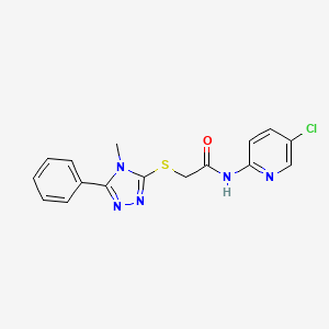 molecular formula C16H14ClN5OS B5241275 N-(5-CHLORO-2-PYRIDINYL)-2-[(4-METHYL-5-PHENYL-4H-1,2,4-TRIAZOL-3-YL)SULFANYL]ACETAMIDE 