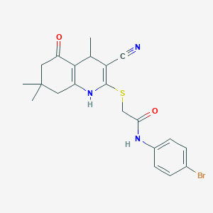 N-(4-bromophenyl)-2-[(3-cyano-4,7,7-trimethyl-5-oxo-1,4,5,6,7,8-hexahydro-2-quinolinyl)thio]acetamide