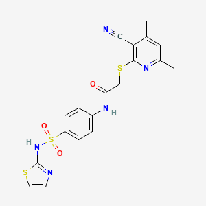 2-(3-cyano-4,6-dimethylpyridin-2-yl)sulfanyl-N-[4-(1,3-thiazol-2-ylsulfamoyl)phenyl]acetamide