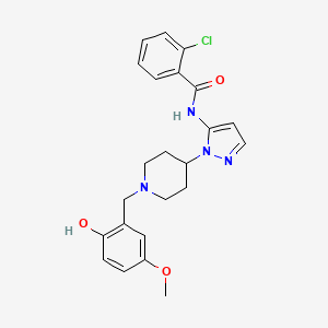 molecular formula C23H25ClN4O3 B5241306 2-chloro-N-{1-[1-(2-hydroxy-5-methoxybenzyl)-4-piperidinyl]-1H-pyrazol-5-yl}benzamide 