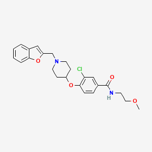 molecular formula C24H27ClN2O4 B5241376 4-{[1-(1-benzofuran-2-ylmethyl)-4-piperidinyl]oxy}-3-chloro-N-(2-methoxyethyl)benzamide 