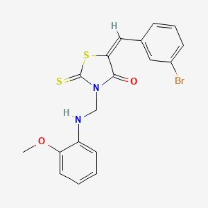 (5E)-5-[(3-bromophenyl)methylidene]-3-[(2-methoxyanilino)methyl]-2-sulfanylidene-1,3-thiazolidin-4-one