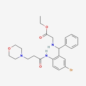 molecular formula C24H30BrN3O4 B5241397 ethyl N-[(5-bromo-2-{[3-(4-morpholinyl)propanoyl]amino}phenyl)(phenyl)methyl]glycinate 