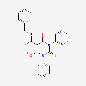 5-(N-benzyl-C-methylcarbonimidoyl)-6-hydroxy-1,3-diphenyl-2-sulfanylidenepyrimidin-4-one