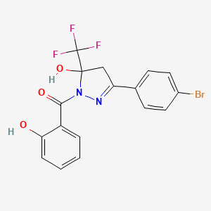 molecular formula C17H12BrF3N2O3 B5241524 [3-(4-bromophenyl)-5-hydroxy-5-(trifluoromethyl)-4H-pyrazol-1-yl]-(2-hydroxyphenyl)methanone 