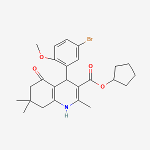 molecular formula C25H30BrNO4 B5241589 Cyclopentyl 4-(5-bromo-2-methoxyphenyl)-2,7,7-trimethyl-5-oxo-1,4,5,6,7,8-hexahydroquinoline-3-carboxylate 