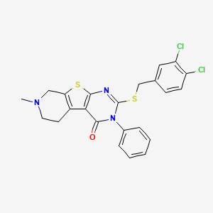 5-[(3,4-dichlorophenyl)methylsulfanyl]-11-methyl-4-phenyl-8-thia-4,6,11-triazatricyclo[7.4.0.02,7]trideca-1(9),2(7),5-trien-3-one