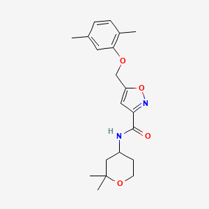 molecular formula C20H26N2O4 B5241713 N-(2,2-dimethyloxan-4-yl)-5-[(2,5-dimethylphenoxy)methyl]-1,2-oxazole-3-carboxamide 