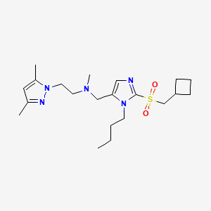 molecular formula C21H35N5O2S B5241715 ({1-butyl-2-[(cyclobutylmethyl)sulfonyl]-1H-imidazol-5-yl}methyl)[2-(3,5-dimethyl-1H-pyrazol-1-yl)ethyl]methylamine 