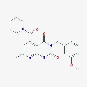 molecular formula C23H26N4O4 B5241778 3-[(3-METHOXYPHENYL)METHYL]-1,7-DIMETHYL-5-(PIPERIDINE-1-CARBONYL)-1H,2H,3H,4H-PYRIDO[2,3-D]PYRIMIDINE-2,4-DIONE 