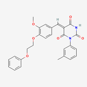 molecular formula C27H24N2O6 B5241820 (5Z)-5-{[3-METHOXY-4-(2-PHENOXYETHOXY)PHENYL]METHYLIDENE}-1-(3-METHYLPHENYL)-1,3-DIAZINANE-2,4,6-TRIONE 