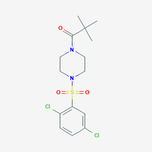 molecular formula C15H20Cl2N2O3S B5241900 1-{4-[(2,5-DICHLOROPHENYL)SULFONYL]PIPERAZINO}-2,2-DIMETHYL-1-PROPANONE 