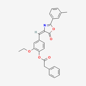 molecular formula C27H23NO5 B5241903 [2-ethoxy-4-[(E)-[2-(3-methylphenyl)-5-oxo-1,3-oxazol-4-ylidene]methyl]phenyl] 2-phenylacetate 