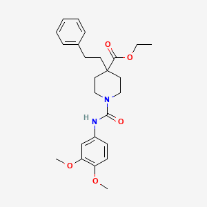 molecular formula C25H32N2O5 B5241948 ethyl 1-{[(3,4-dimethoxyphenyl)amino]carbonyl}-4-(2-phenylethyl)-4-piperidinecarboxylate 