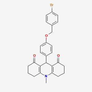 molecular formula C27H26BrNO3 B5242031 9-{4-[(4-bromobenzyl)oxy]phenyl}-10-methyl-3,4,6,7,9,10-hexahydro-1,8(2H,5H)-acridinedione 