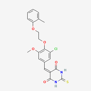 molecular formula C21H19ClN2O5S B5242120 5-({3-CHLORO-5-METHOXY-4-[2-(2-METHYLPHENOXY)ETHOXY]PHENYL}METHYLIDENE)-2-SULFANYLIDENE-1,3-DIAZINANE-4,6-DIONE 