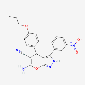 6-amino-3-(3-nitrophenyl)-4-(4-propoxyphenyl)-1,4-dihydropyrano[2,3-c]pyrazole-5-carbonitrile