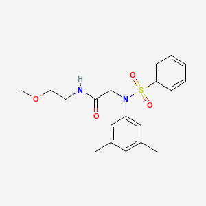 2-[N-(benzenesulfonyl)-3,5-dimethylanilino]-N-(2-methoxyethyl)acetamide