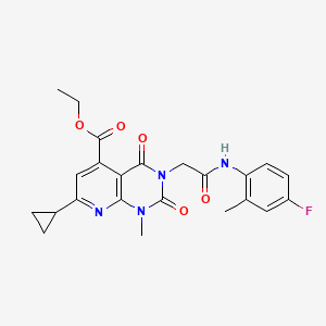 molecular formula C23H23FN4O5 B5242242 ETHYL 7-CYCLOPROPYL-3-{[(4-FLUORO-2-METHYLPHENYL)CARBAMOYL]METHYL}-1-METHYL-2,4-DIOXO-1H,2H,3H,4H-PYRIDO[2,3-D]PYRIMIDINE-5-CARBOXYLATE 