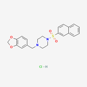 molecular formula C22H23ClN2O4S B5242267 1-(Benzo[d][1,3]dioxol-5-ylmethyl)-4-(naphthalen-2-ylsulfonyl)piperazine hydrochloride CAS No. 5920-25-2