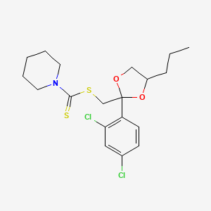 molecular formula C19H25Cl2NO2S2 B5242334 [2-(2,4-Dichlorophenyl)-4-propyl-1,3-dioxolan-2-yl]methyl piperidine-1-carbodithioate 