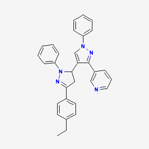 molecular formula C31H27N5 B5242350 5-(4-ethylphenyl)-1',2-diphenyl-3'-(3-pyridinyl)-3,4-dihydro-1'H,2H-3,4'-bipyrazole 