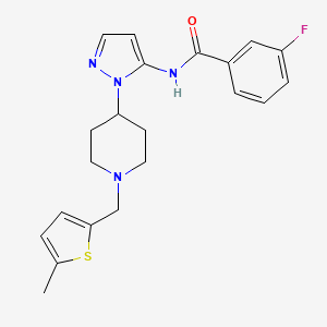 3-fluoro-N-(1-{1-[(5-methyl-2-thienyl)methyl]-4-piperidinyl}-1H-pyrazol-5-yl)benzamide