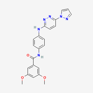 molecular formula C22H20N6O3 B5242438 3,5-dimethoxy-N-(4-{[6-(1H-pyrazol-1-yl)pyridazin-3-yl]amino}phenyl)benzamide 