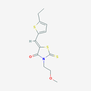 molecular formula C13H15NO2S3 B5242471 (5Z)-5-[(5-ethylthiophen-2-yl)methylidene]-3-(2-methoxyethyl)-2-thioxo-1,3-thiazolidin-4-one 