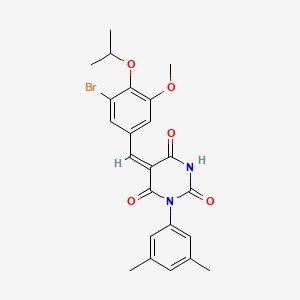 molecular formula C23H23BrN2O5 B5242485 (5E)-5-[3-bromo-5-methoxy-4-(propan-2-yloxy)benzylidene]-1-(3,5-dimethylphenyl)pyrimidine-2,4,6(1H,3H,5H)-trione 