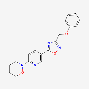 molecular formula C18H18N4O3 B5242591 2-{5-[3-(phenoxymethyl)-1,2,4-oxadiazol-5-yl]-2-pyridinyl}-1,2-oxazinane 